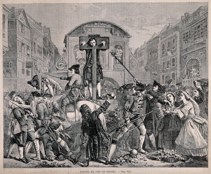 Daniel defoe is standing in the pillory while soldiers have wellcome v0041680.jpg?ixlib=rails 2.1