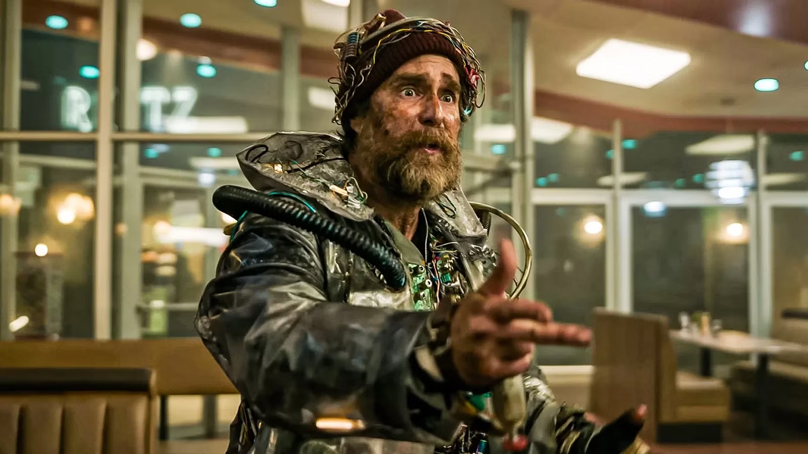 Sam rockwell as the man looking worried while pointing at something in good luck have fun don t die.jpg?ixlib=rails 2.1